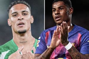 这要在一个队🤯安东尼世界波9场5球2助 拉什福德6球6助领跑巴萨